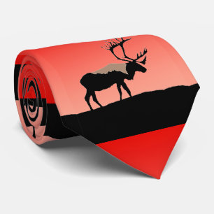 Cravate Caribou au coucher du soleil - Art original de la 