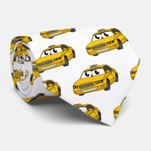 Cravate Caricature amusante de taxi jaune mignon