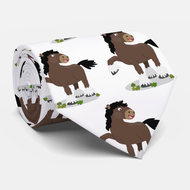 Cravate Caricature de cheval de trait de Cute Clydesdale (Roulé)