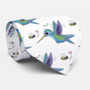 Cravate Caricature de colibri d'abeille mignonne