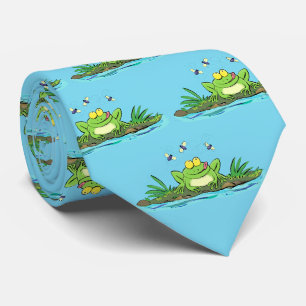 Cravate Caricature de grenouille vert mignon