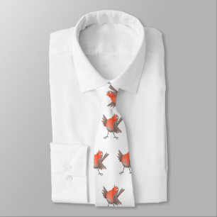 Cravate Caricature d'oiseau rouge chantant mignon