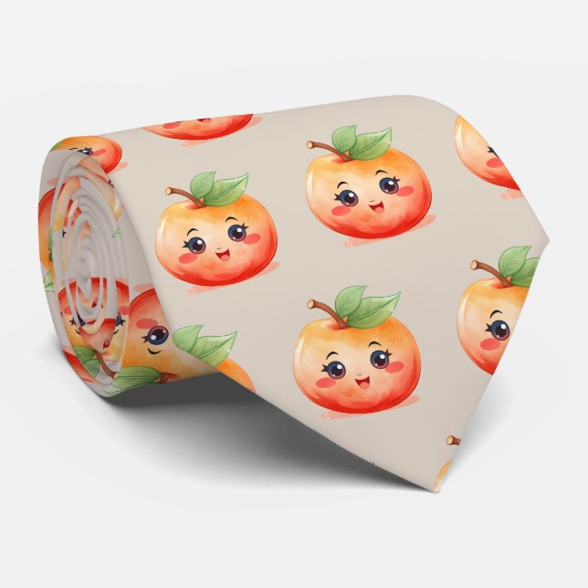Cravate caricature mignonne motif pêche (Roulé)