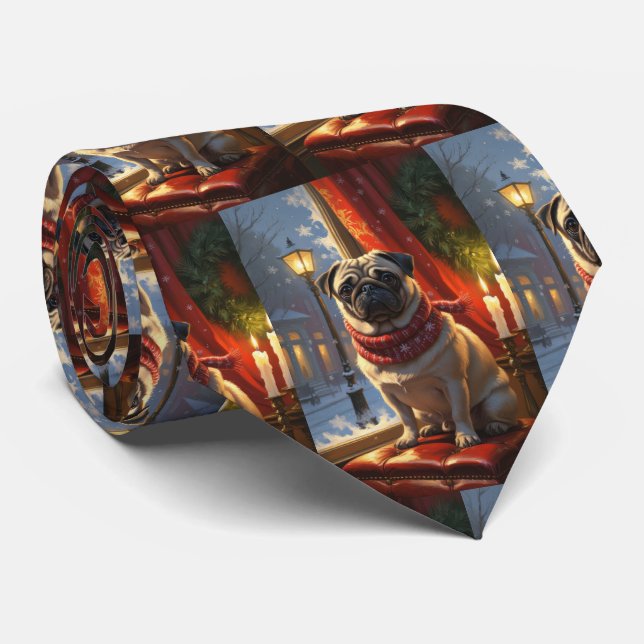 Cravate Carlin avec les lumières de Noël (Roulé)