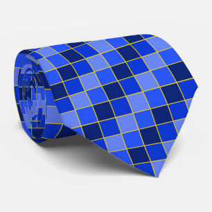Cravate Carner Blue Butterfly Checks Bleu et Jaune