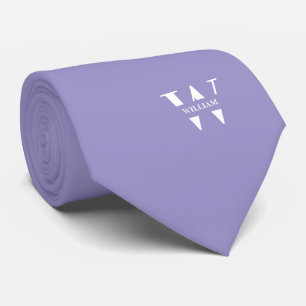Cravate Caroline Bleu Couleur Élégant Monogramme + Nom