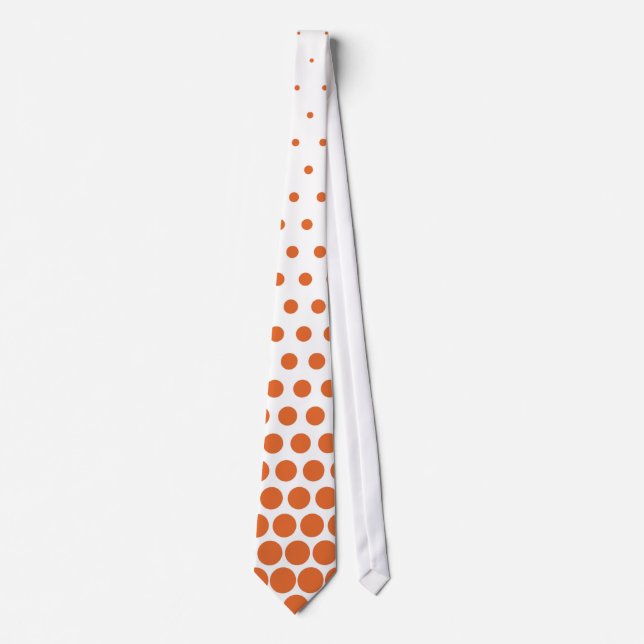Cravate Carotte Orange Pois Moderne Blanc (Devant)