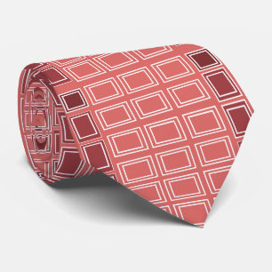 Cravate Carré Rectangle Géométrique Rouge Blanc