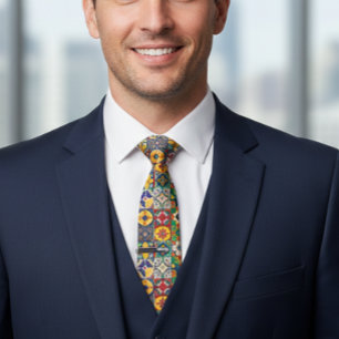 Cravate Carreaux colorés de Talavera d'Espagne Mexique