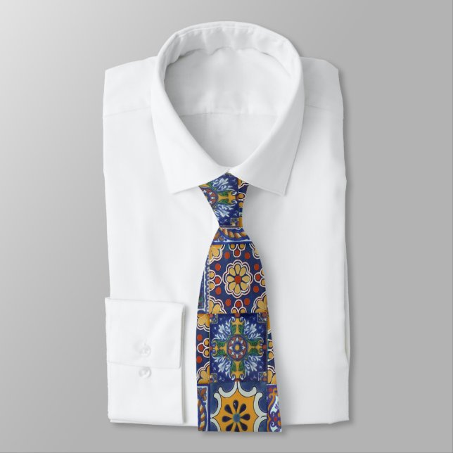 Cravate Carreaux Talavera mexicains (Attaché)