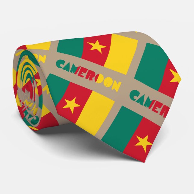 Cravate Carrelage du drapeau camerounais et camerounais (Roulé)