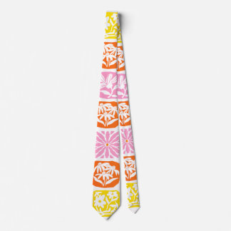 Cravate Carrelage floral coloré Botanique Folk Whimsical