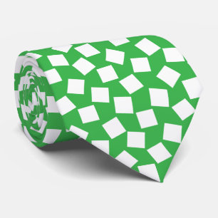 Cravate Carrés irréguliers - Blanc sur vert Kelly