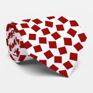 Cravate Carrés irréguliers - Rouge rubis sur blanc