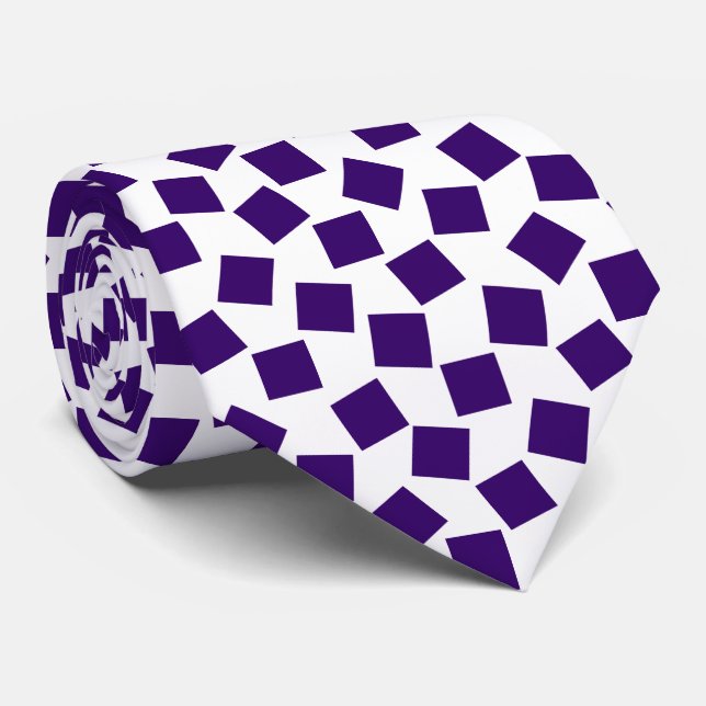 Cravate Carrés irréguliers - Violet profond sur blanc (Roulé)
