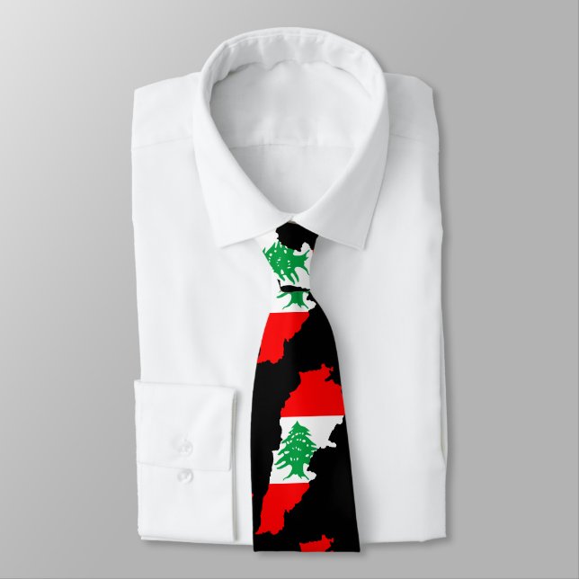 Cravate Carte du Liban avec drapeau (Attaché)