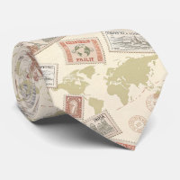 Carte du monde de timbres-poste vintage Voyage (1)