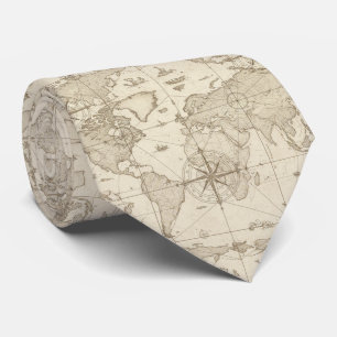 Cravate Carte du monde dessinée à la main avec teinte sépi