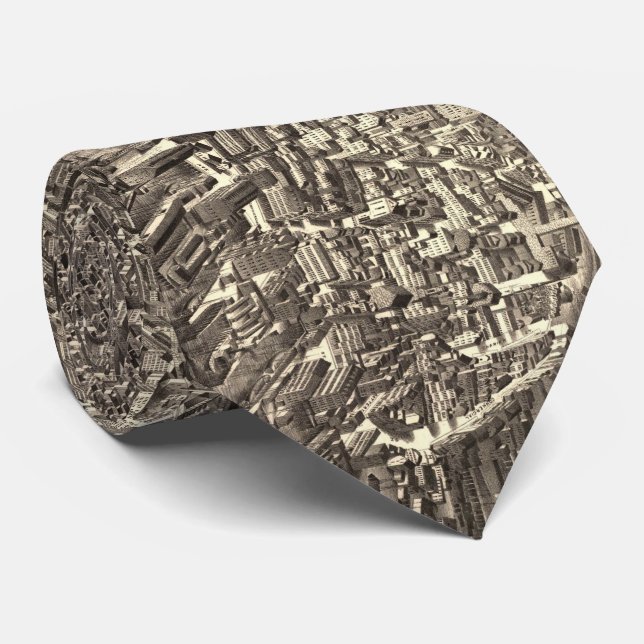 Cravate Carte imagée vintage de Boston (1880) (Roulé)