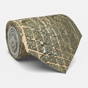 Cravate Carte imagée vintage de Chicago (1868)