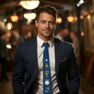 Cravate Carte italienne sicilienne Aces Nostalgia bleu