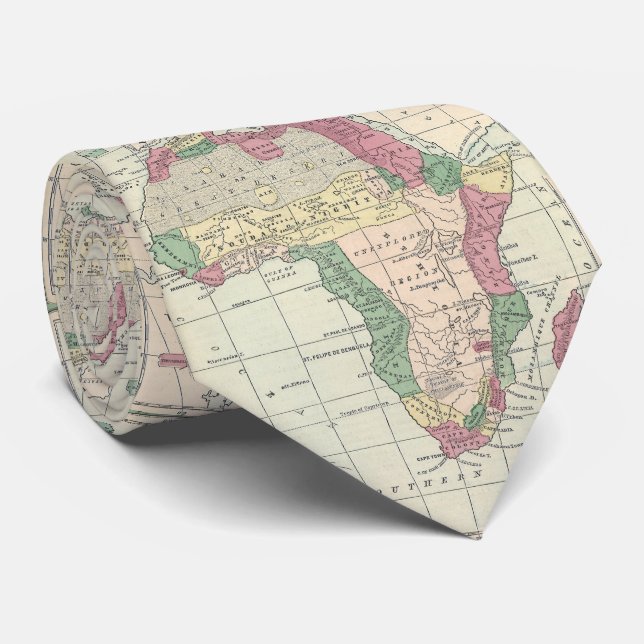 Cravate Carte vintage de l'Afrique (1872) (Roulé)