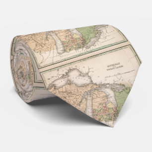 Cravate Carte vintage des Grands Lacs (1837)