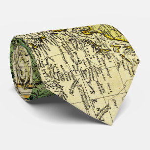 Cravate Carte vintage du monde (1823) - Stylisé