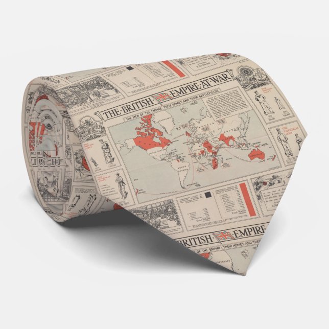 Cravate Carte vintage du monde d'Empire Britannique (1916) (Roulé)