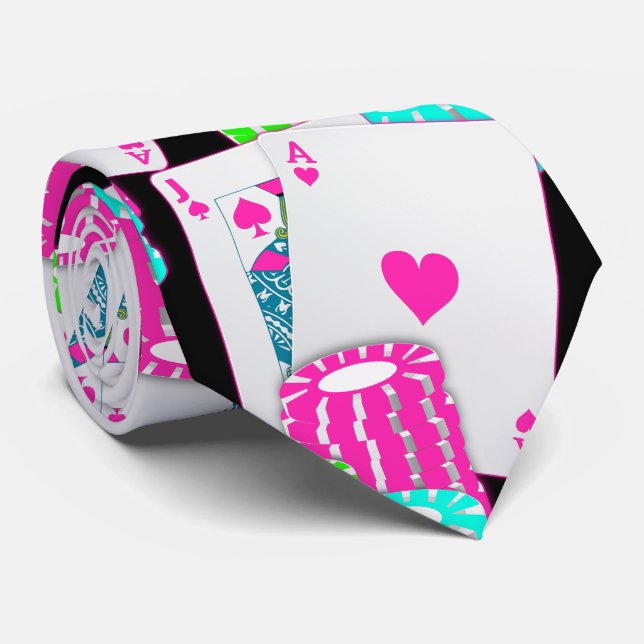 Cravate Cartes Et Chips De Poker Blackjack Las Vegas (Roulé)
