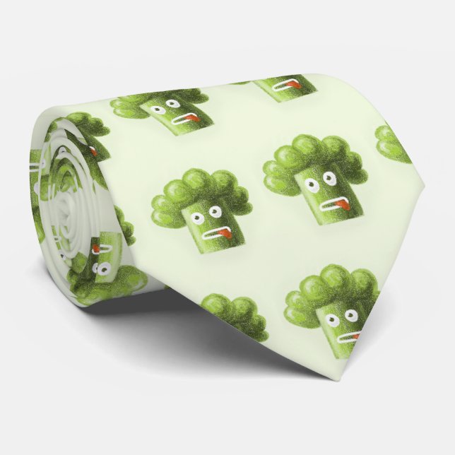 Cravate Cartoon Le Brocoli est une nourriture saine (Roulé)