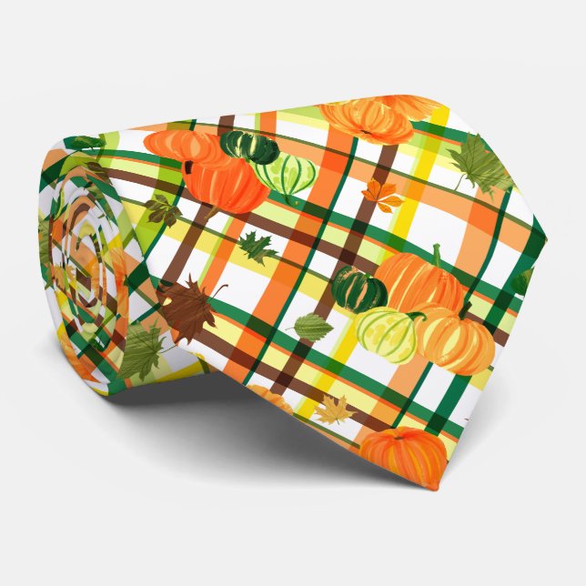 Cravate Cas de Leaves Pumkin Plaid Pattern (Roulé)