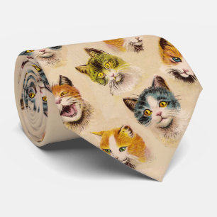 Cravate CATS AND KITTENS Funny Vintage Cat Portraits