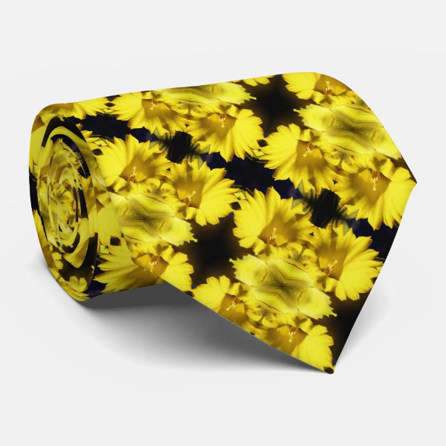 Cravate Centre de jonquille jaune Abstrait Motif Floral (Roulé)