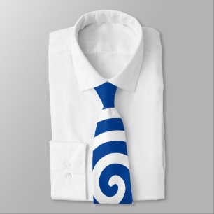 Cravate Cercle en spirale blanche sur fond bleu