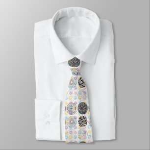 Cravate Cercles Abstraits Couleurs Motif noir et pastel