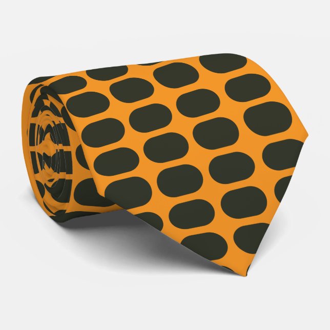 Cravate Cercles orange noir (Roulé)
