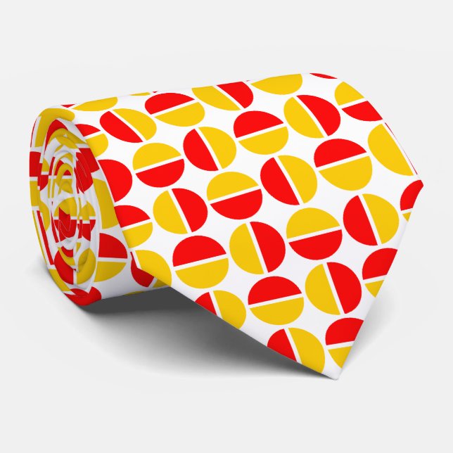 Cravate Cercles tournants - rouge et ambre (Roulé)