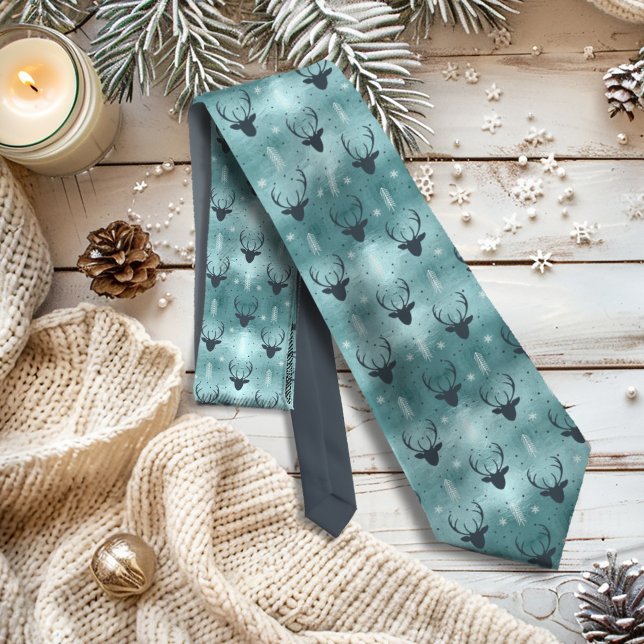 Cravate Cerfs Antlers Flèches Motif de Noël ID Turquoise86 (Créateur téléchargé)