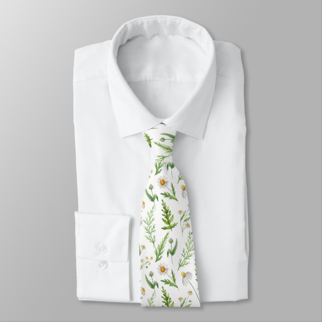 Cravate Chamomile Fleur Botanique Rustique Motif (Attaché)