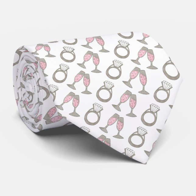 Cravate Champagne rose Diamond Ring Mariage Salle (Roulé)