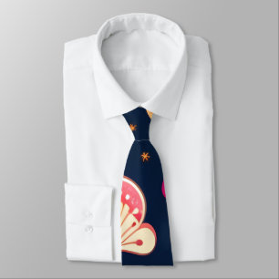 Cravate Champignons amusants Motif d'aquarelle rose bleu