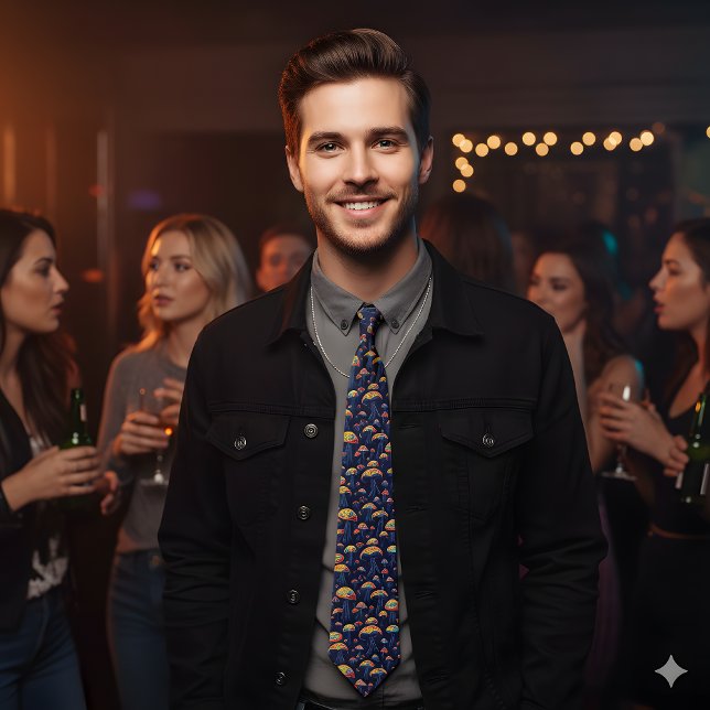 Cravate Champignons bioluminescents rétro (Créateur téléchargé)