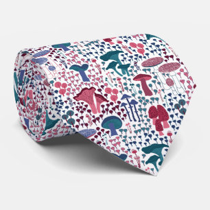 Cravate Champignons Magenta Retro