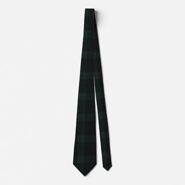Cravate Chasseur noir Tartan vert et profond de charbon de (Devant)