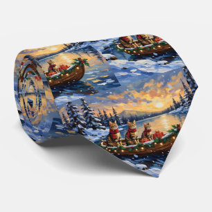 Cravate Chat Bengal Noël Bateau Fêtes