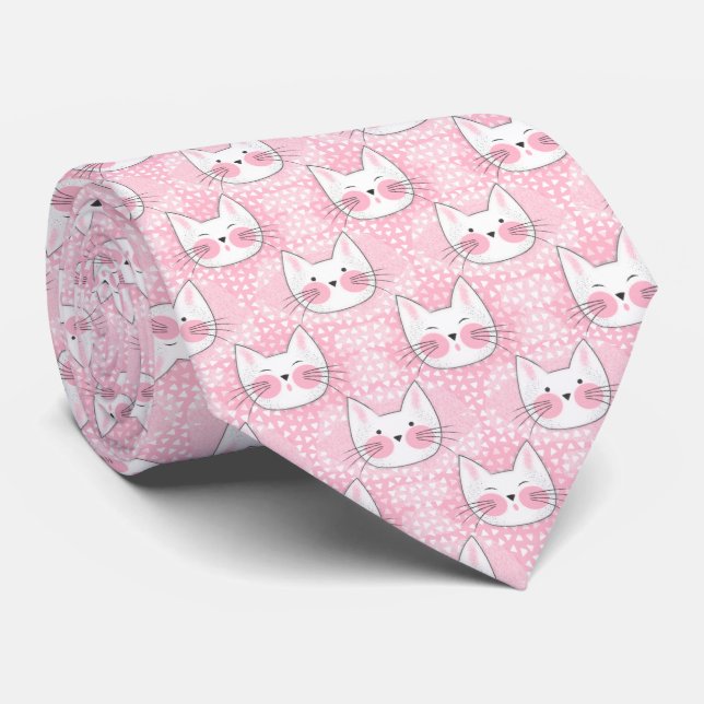Cravate Chat-chaton à joues roses (Roulé)