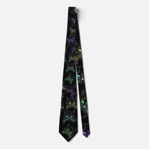 Cravate Chats cool sur Noir ! Chats multicolores