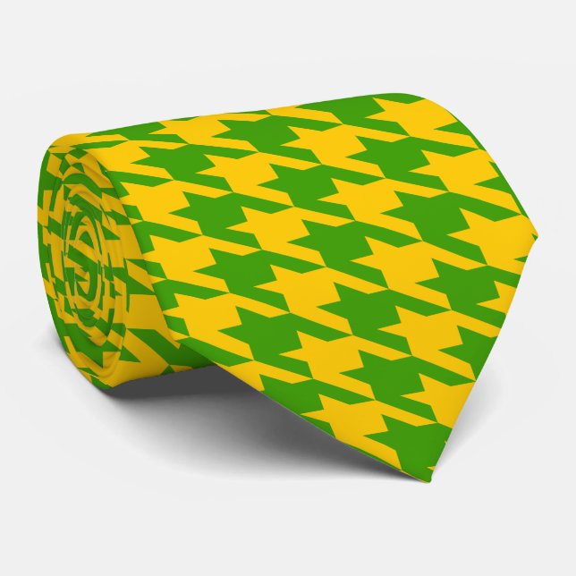 Cravate Chaussettes motifs Vert Et Jaune Houndstooth (Roulé)