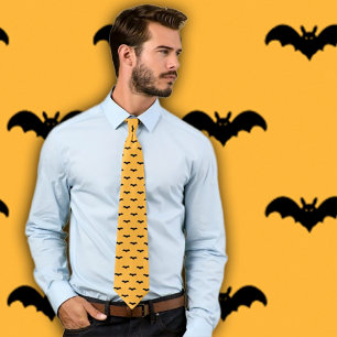 Cravate Chauve-souris d'Halloween - Noir et orange